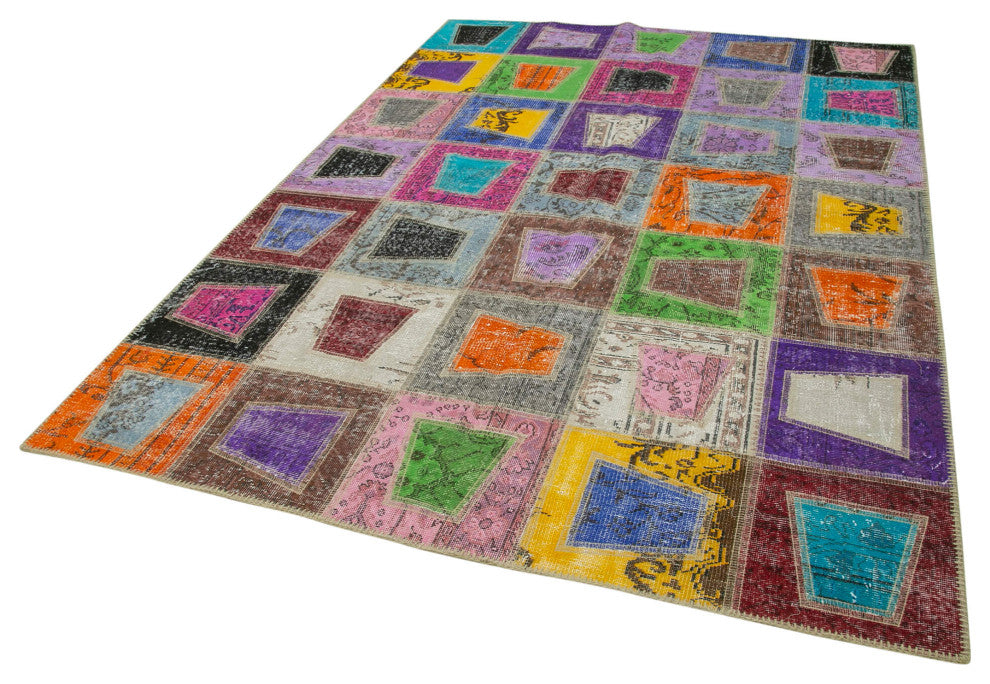 Rug N Carpet - Handwoven Oriental 6' 4" x 8' 11" Antique Patchwork Area Rug