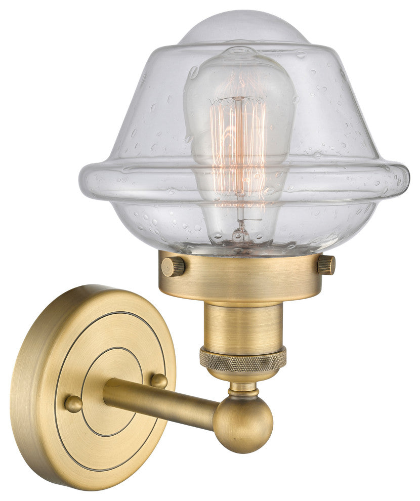 Oxford 1-Light 7" Sconce, Brushed Brass Finish, Seedy Shade