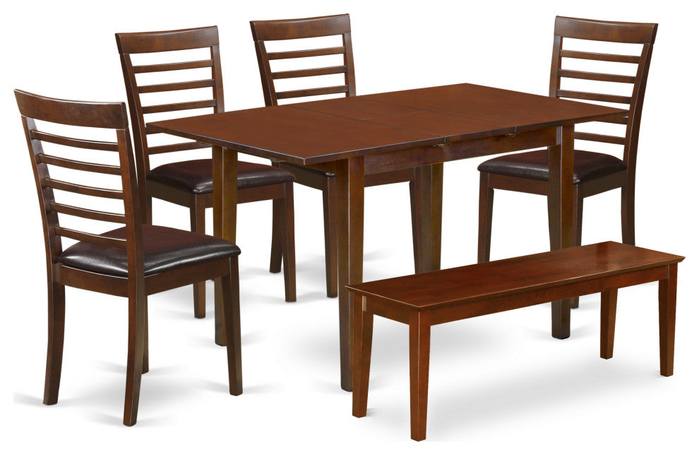 6 Pc Small Table Set - Table And 4 Dining Chairs Plus Bench