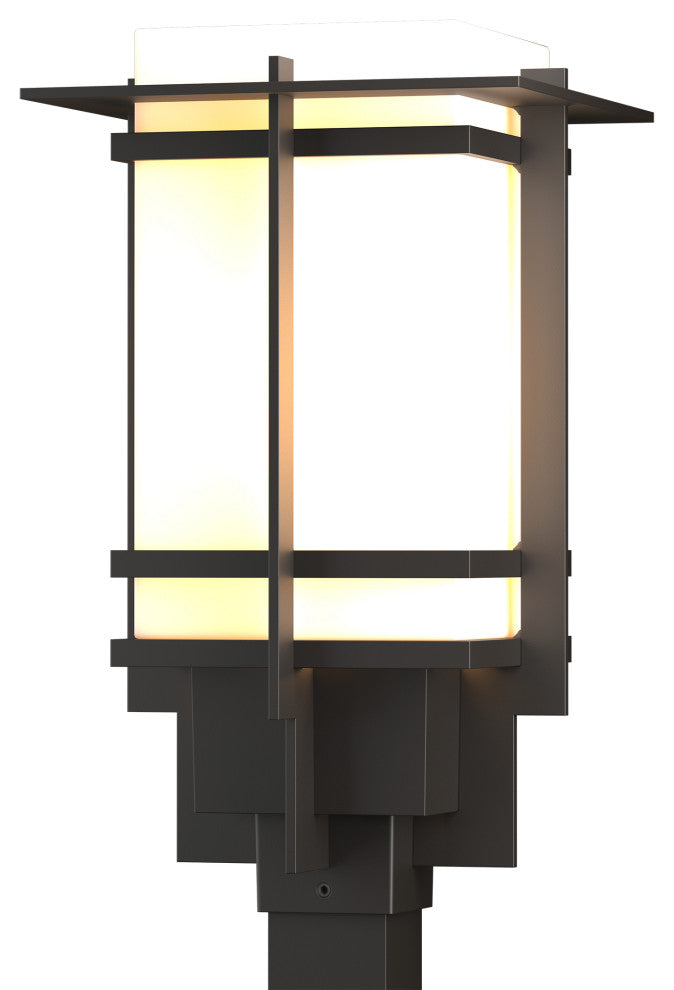 Tourou Outdoor Post Light, Coastal Oil Rubbed Bronze Finish, Opal Glass