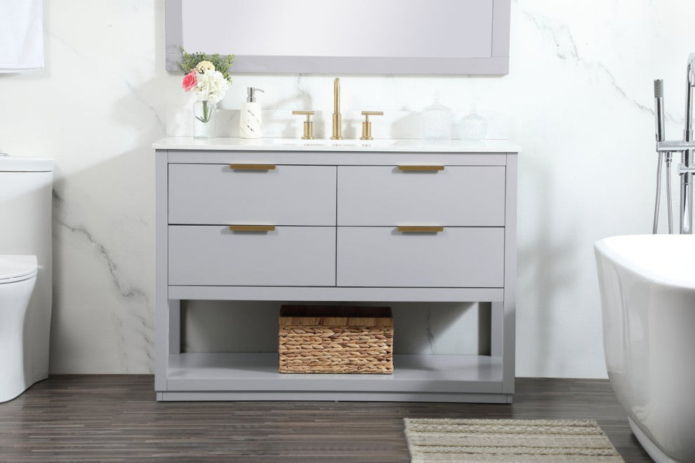48" Single Bathroom Vanity, Gray, With Backsplash