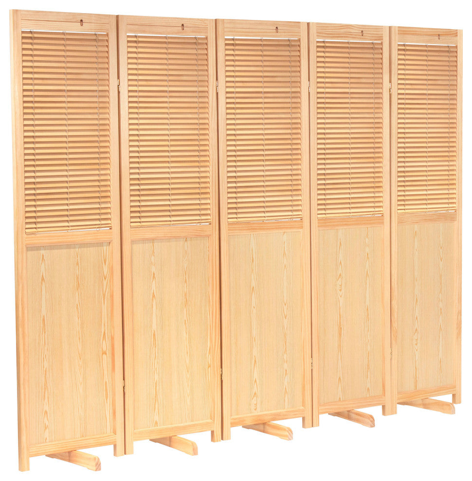 6'' Tall Adjustable Shutter Room, Natural, 5 Panel