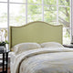 Modern Contemporary Queen Size Nailhead Upholstered Headboard, Green Fabric