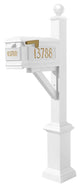 Westhaven System-Mailbox, 3 Cast Plates, Square Base, Large Ball Finial, White