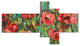 Red Poppies Watercolor Drawing, Extra Large Floral Wall Art, 60"x32", 5 panels