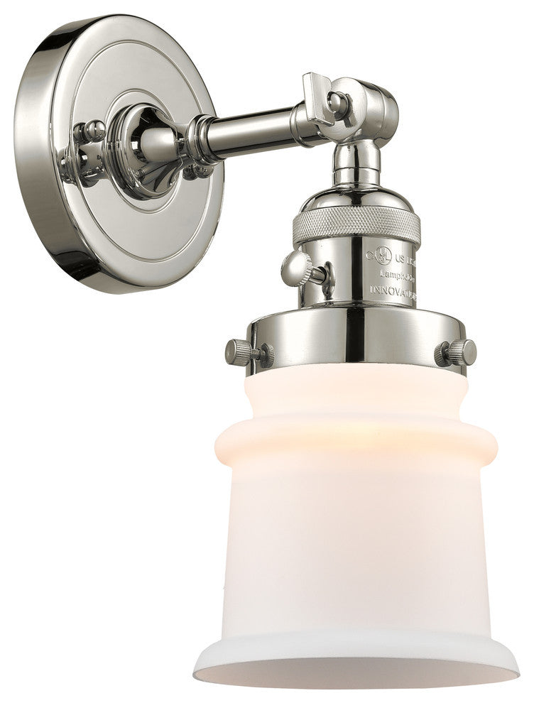 Small Canton 1-Light Sconce, Polished Nickel, Matte White