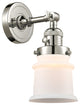 Small Canton 1-Light Sconce, Polished Nickel, Matte White