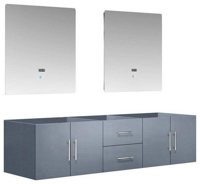 Geneva Transitional Dark Grey 72" Double Vanity with 30" Led Mirror, no Top