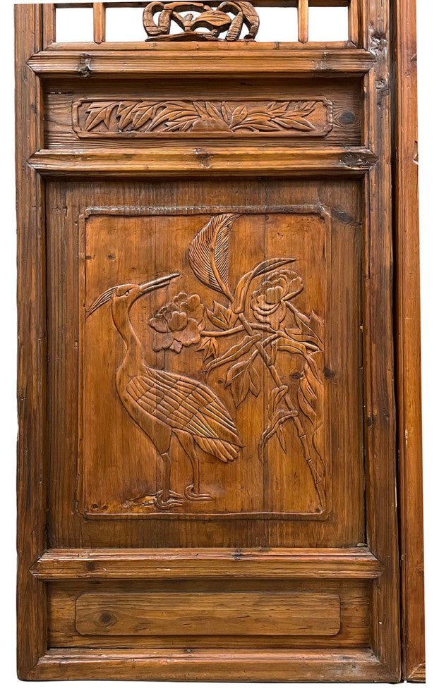 Consigned Antique Chinese Handcraft 3 Panels Wooden Screen/Room Divider