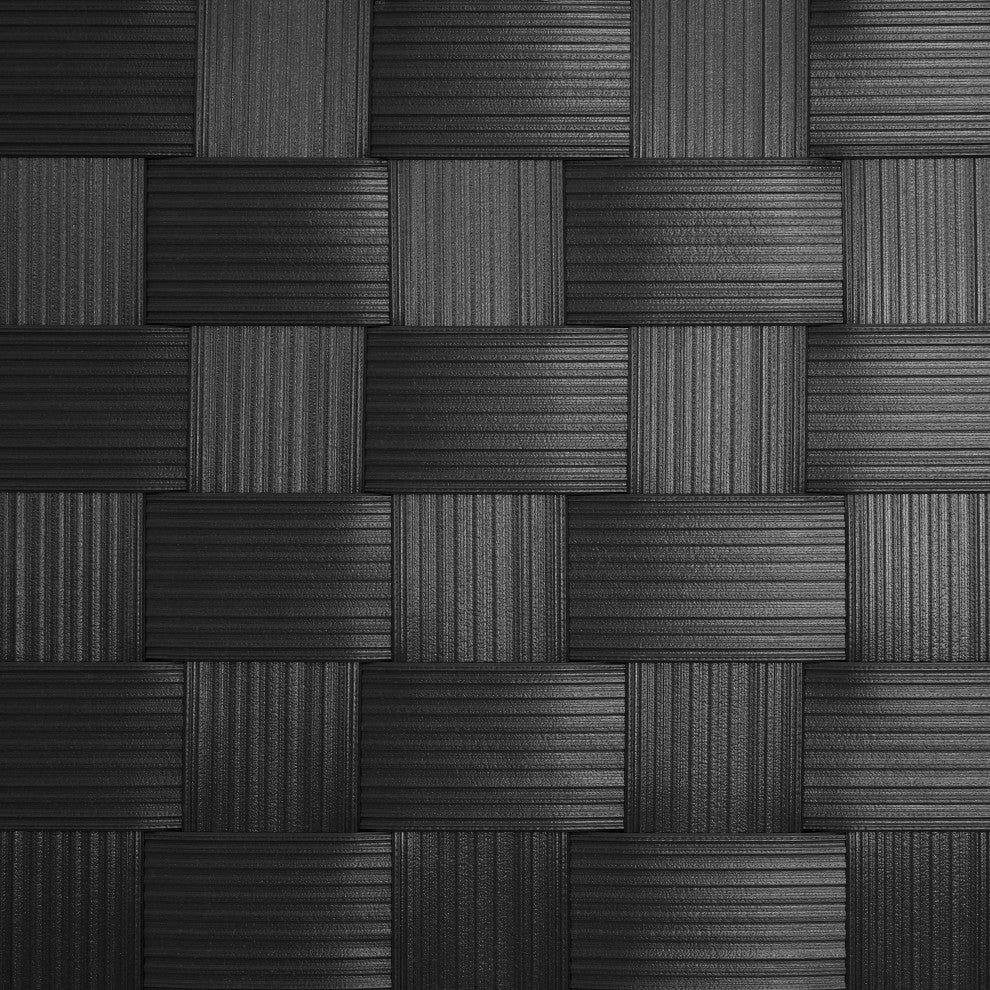 4 ft. Short Woven Fiber Outdoor All Weather Room Divider 8 Panel Black