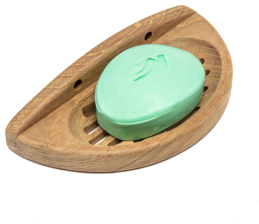 Traditional Solid Teak Wall Mount Oval Soap Dish