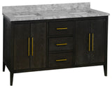 Parisian 60" Bathroom Vanity, Dark Oak, Carrara Marble, Double