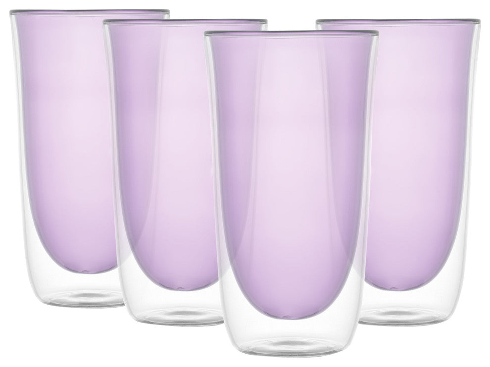 Spike Violet Double Wall Insulated Highball Glasses 13.5 oz, Set of 4