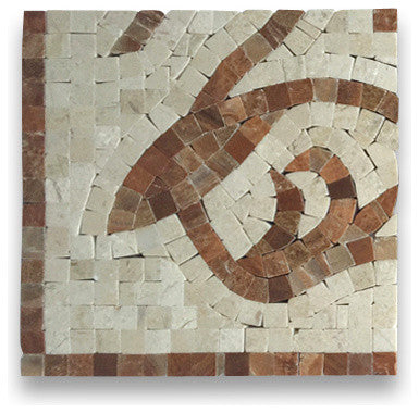 Marble Mosaic Border Accent Tile Floral Red Wooden 5.9x5.9 Polished, 1 piece