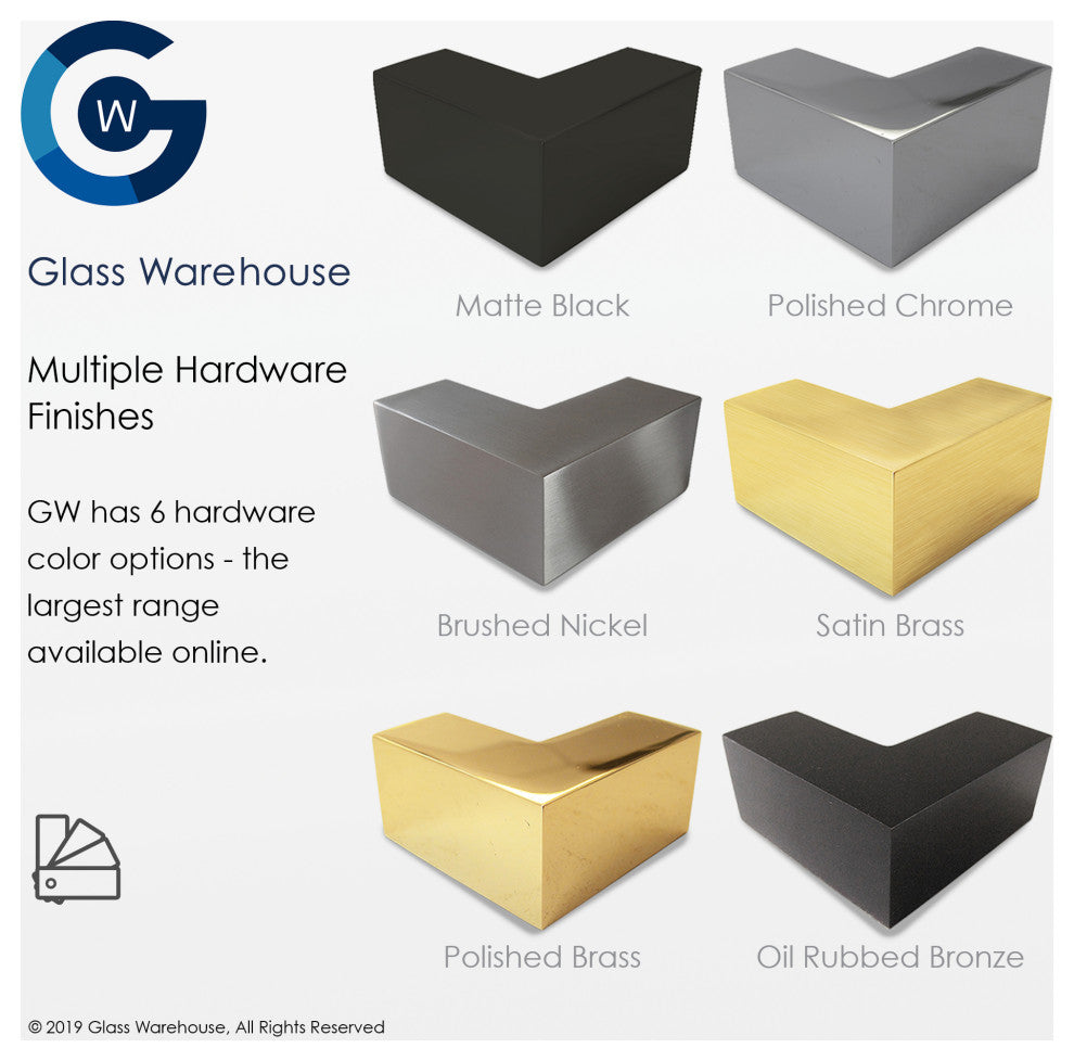 78"x54"x37" Frameless 90 Degree Shower Enclosure Wall Hinge, Satin Brass