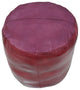 Pouf-Solid Handmade Leather Pouf (Recycled Foam with Fiber Fill), Dark Pink, {Round}16x16x16