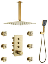 Ceiling Mounted Thermostatic Shower System, Brushed Gold
