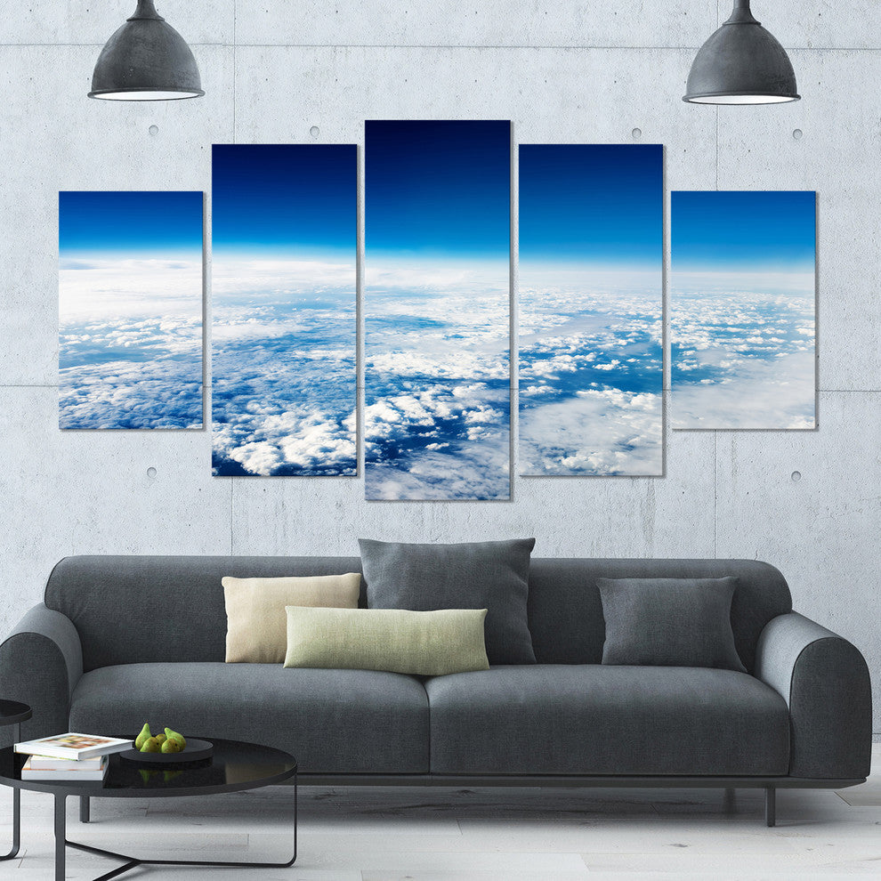 Stunning View from Airplane, Large Landscape Canvas Art Print, 60"x32", 5 Panels