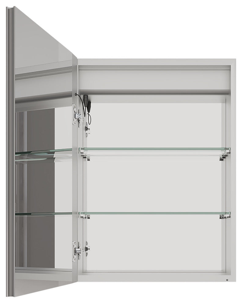 20" Surface/Recessed Mount Aluminum Medicine Cabinet with Mirror and LED Lights