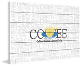 "Coffee Coffee" Painting Print on White Wood