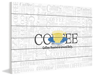 "Coffee Coffee" Painting Print on White Wood