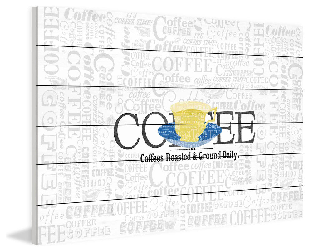 "Coffee Coffee" Painting Print on White Wood