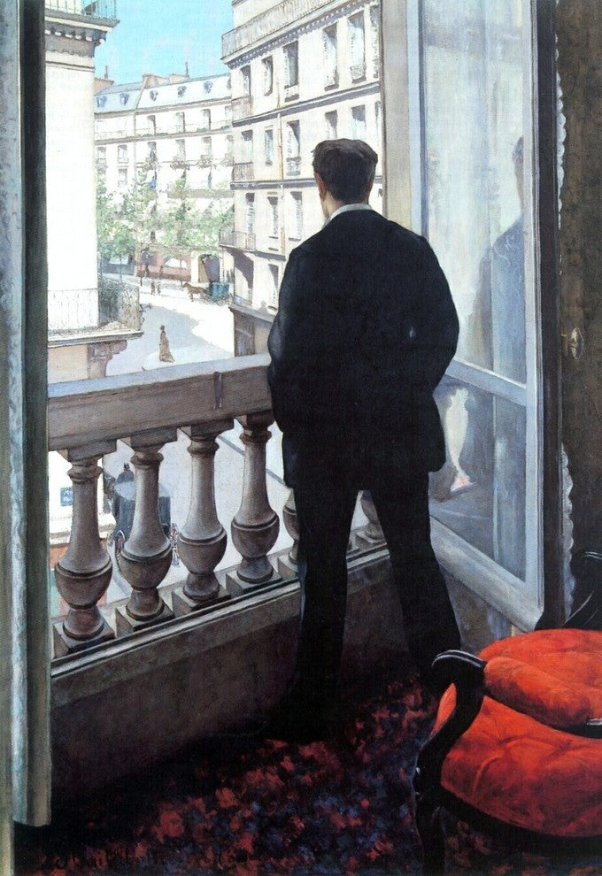 Gustave Caillebotte A Young Man at His Window, 18"x27" Wall Decal