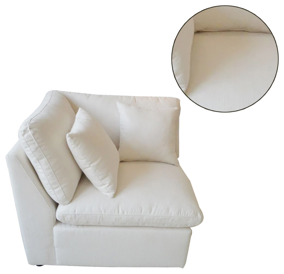 Linen-Like Fabric Cushion Back Corner, Off-White Finish