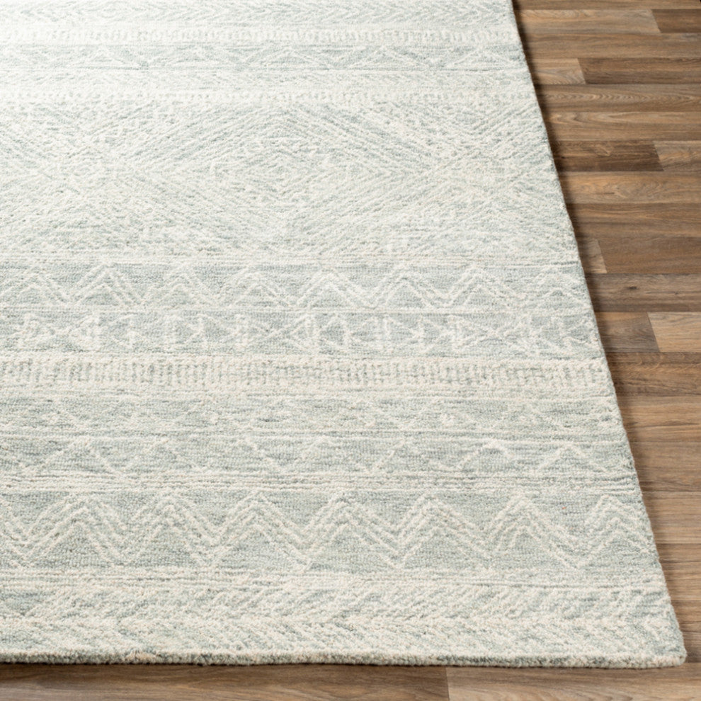 Surya Newcastle NCS-2312 Bohemian Area Rug, Sea Foam, 9' X 12' Rectangle