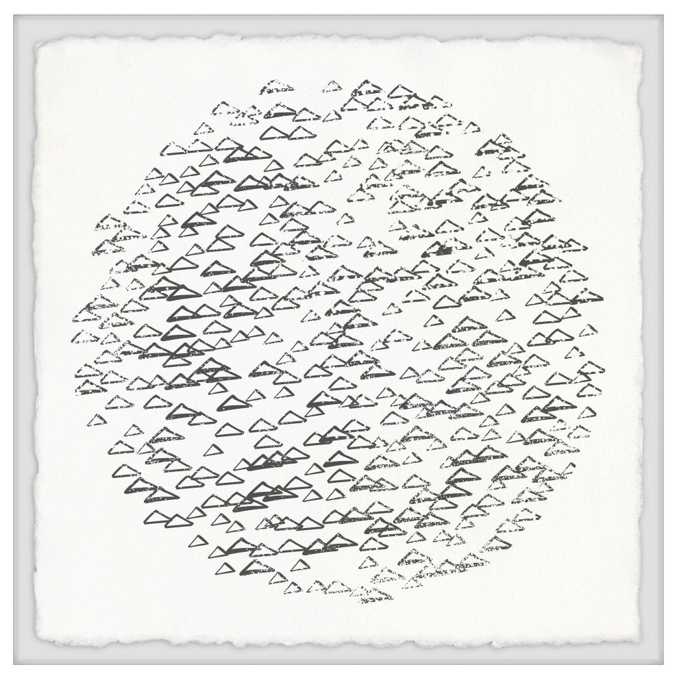 "Floating Black Triangles" Framed Painting Print, 32x32
