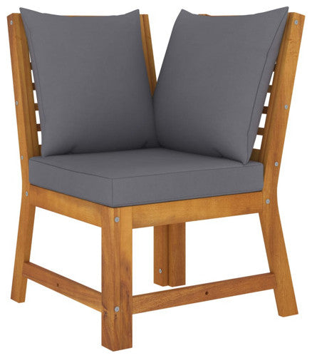 vidaXL Patio Lounge Set Outdoor Sectional Sofa 6 Piece Cream Solid Wood Acacia, Dark Gray, 1 Piece, Middle + Corner + Bench + Table