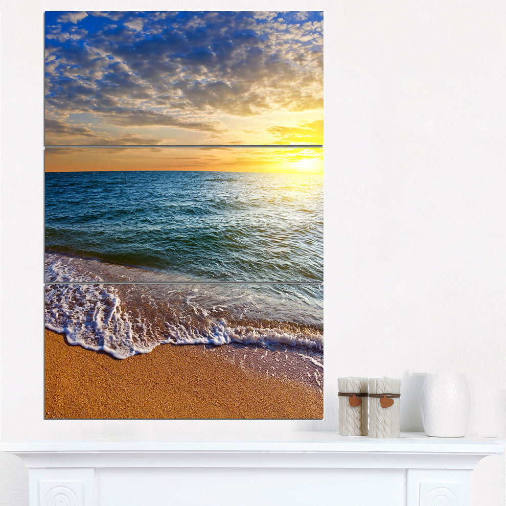"Layers of Colors on Sunrise Beach" Metal Wall Art, 3 Panels, 28"x36"