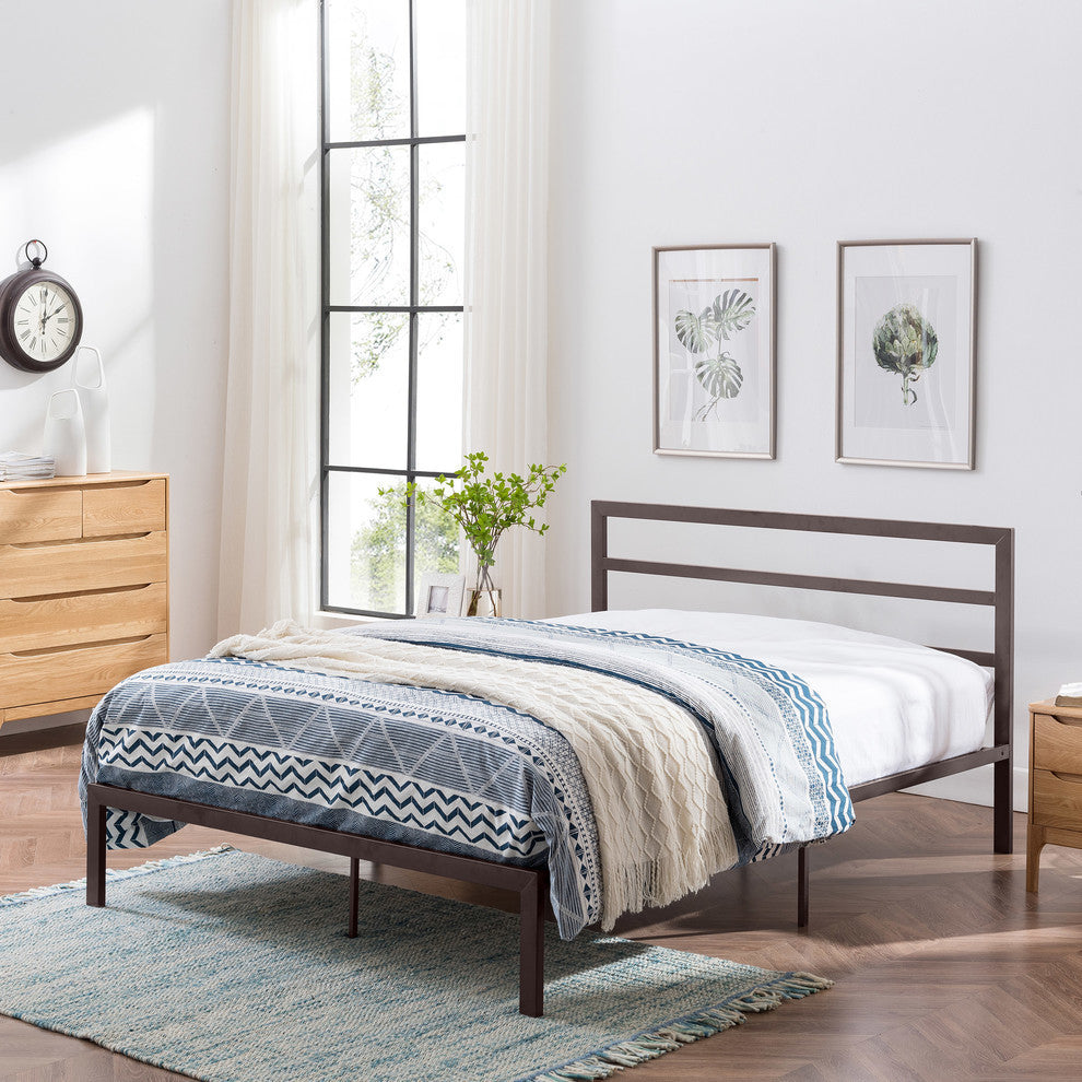 GDF Studio Jones Queen-Size Bed Frame, Hammered Copper