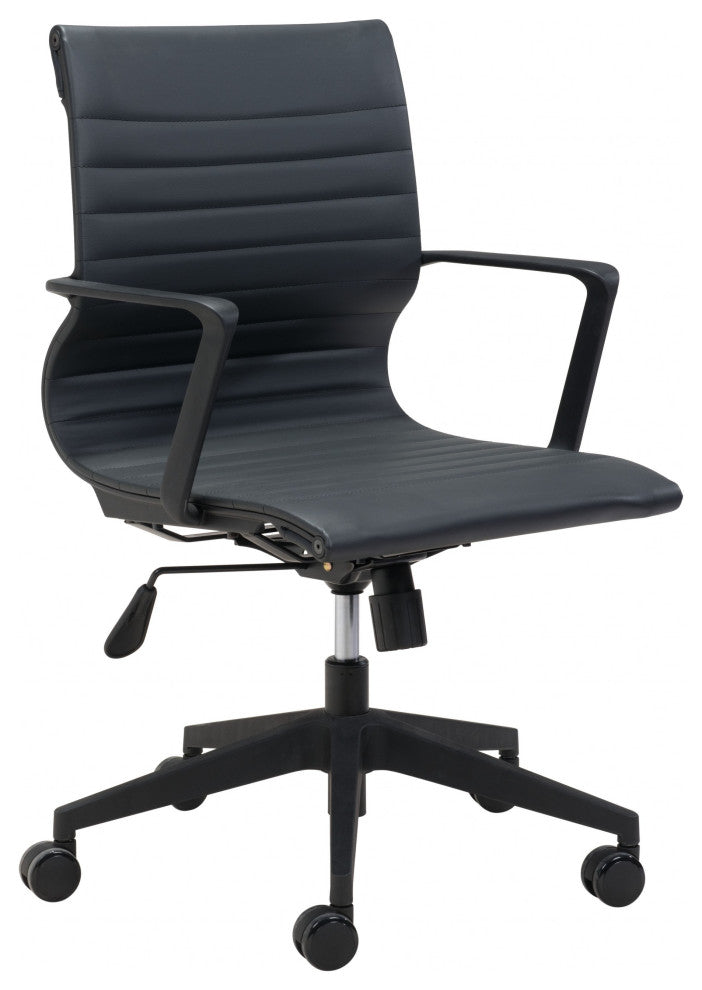Mod All Black Faux Leather Office Chair