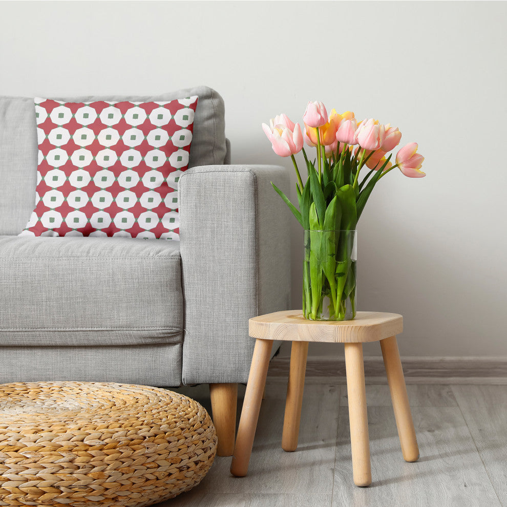 Button Up Decorative Throw Pillow, Ligonberry Red, 26"x26"