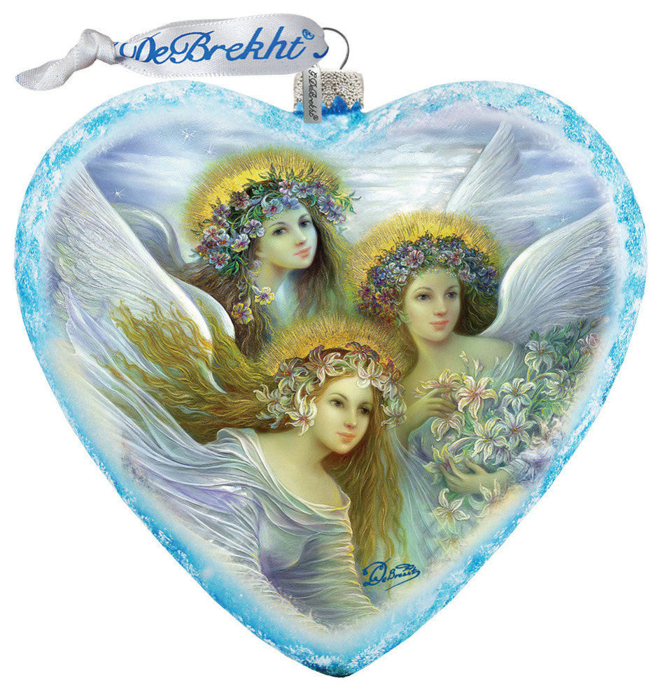 Hand Painted Scenic Glass Ornament Limited Edition Three Angels