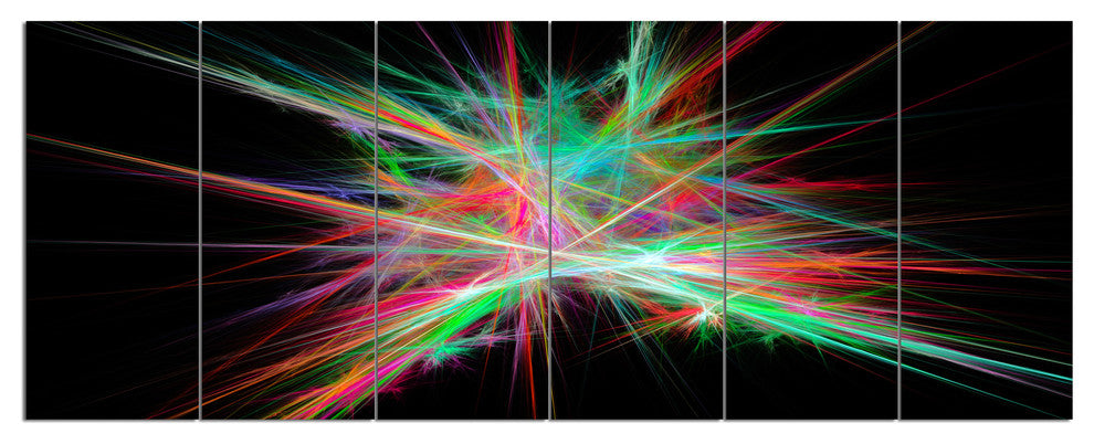 Green Red Spectrum of Light, Abstract Canvas Art Print, 70"x28", 6 Panels