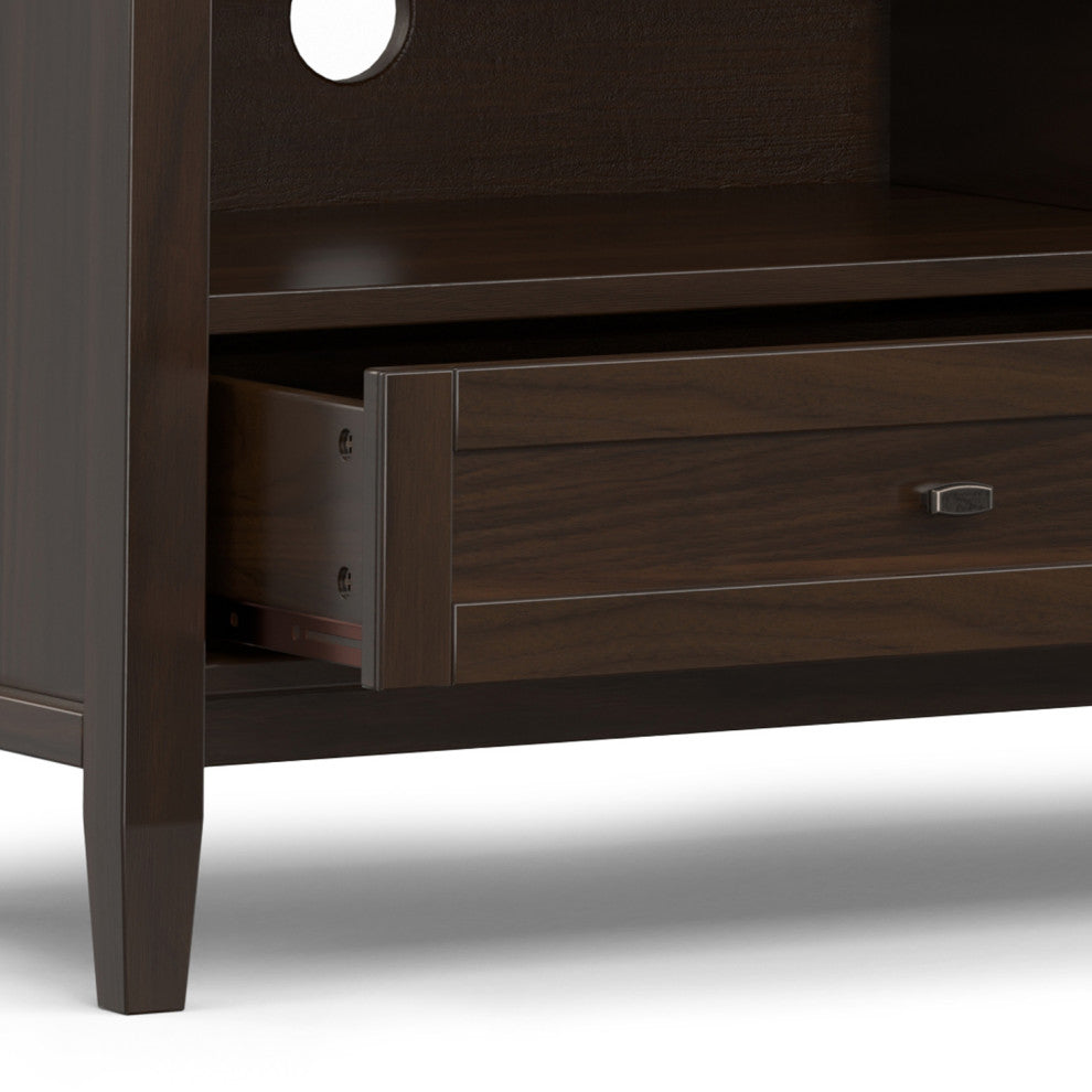 Warm Shaker SOLID WOOD 72" Low TV Media Stand For TVs up to 80", Tobacco Brown