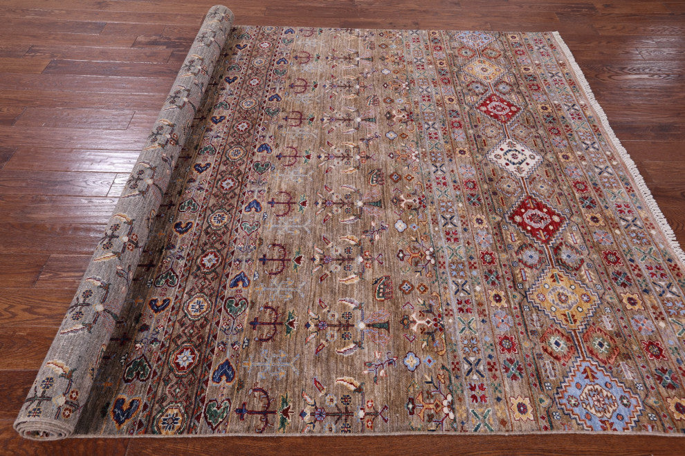 Tribal Persian Gabbeh Handmade Wool Rug 6' 10" X 9' 9" Q10342