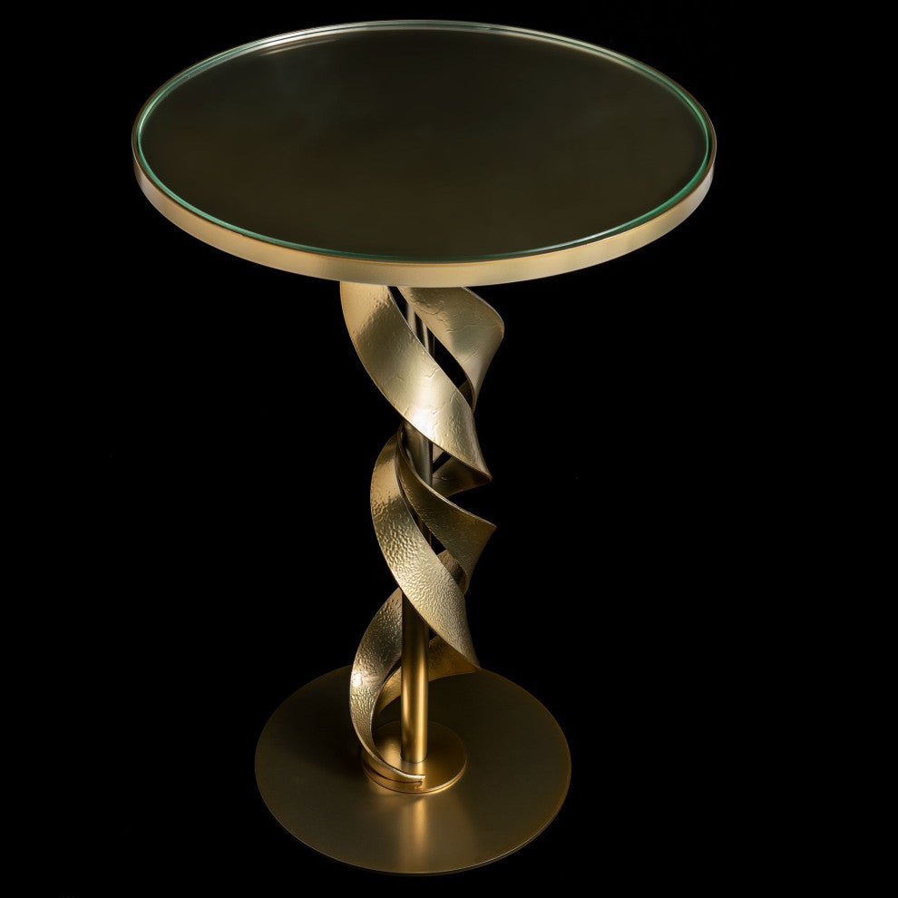 Folio Glass Top Accent Table Modern Brass Finish