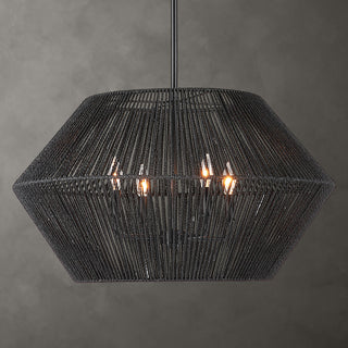 Uttermost Suva 4-LIght Black Rope Pendant