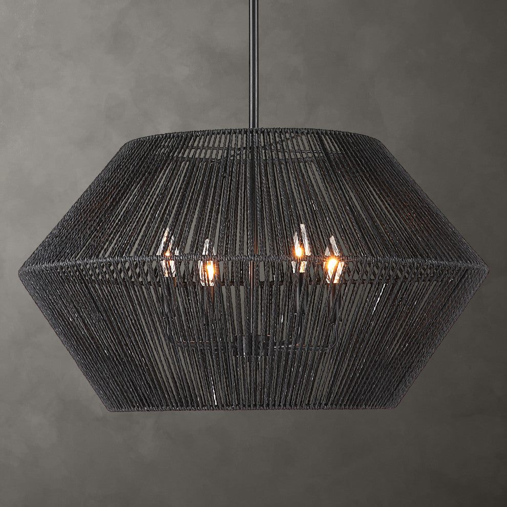 Uttermost Suva 4-LIght Black Rope Pendant
