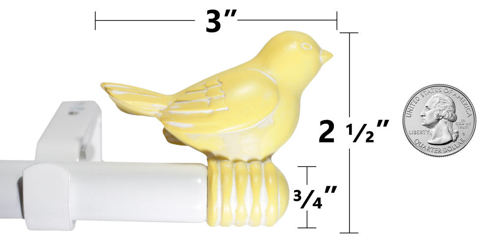 3/4" Bird Adjustable Curtain Rod, Yellow, 48"-84"