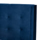 Violeta Modern Velvet Upholstered Platform Bed, Navy Blue/Dark Brown, Queen