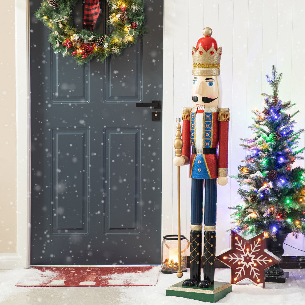 54"H Wooden Christmas Glitter King Nutcracker