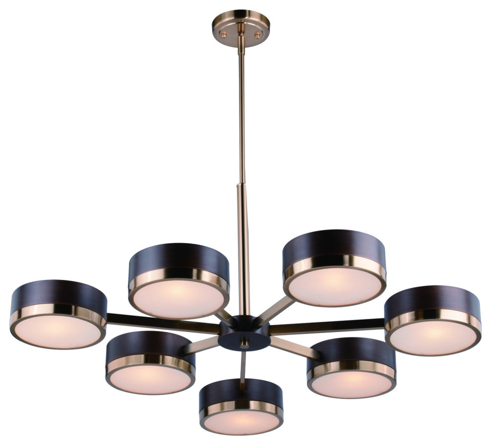 Madison 7 Light Chandelier, Architectural Bronze With Natural Brass