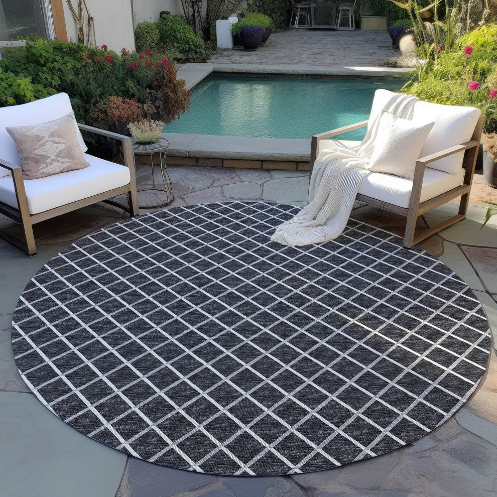 Indoor/Outdoor York YO1 Black Machine Washable 10' x 10' Rug