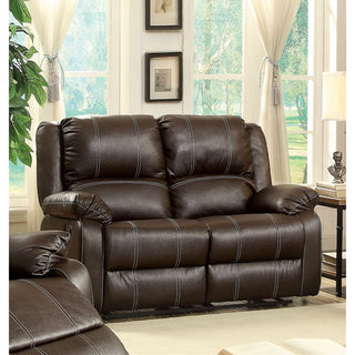 Faux Leather Reclining Loveseat, Brown