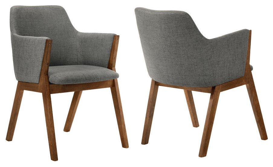 Renzo Charcoal Fabric and Walnut Wood Dining Side Chairs - Set of 2