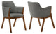 Renzo Charcoal Fabric and Walnut Wood Dining Side Chairs - Set of 2